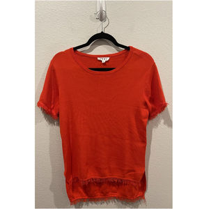 THML Orange Short Sleeve Fringe Blouse